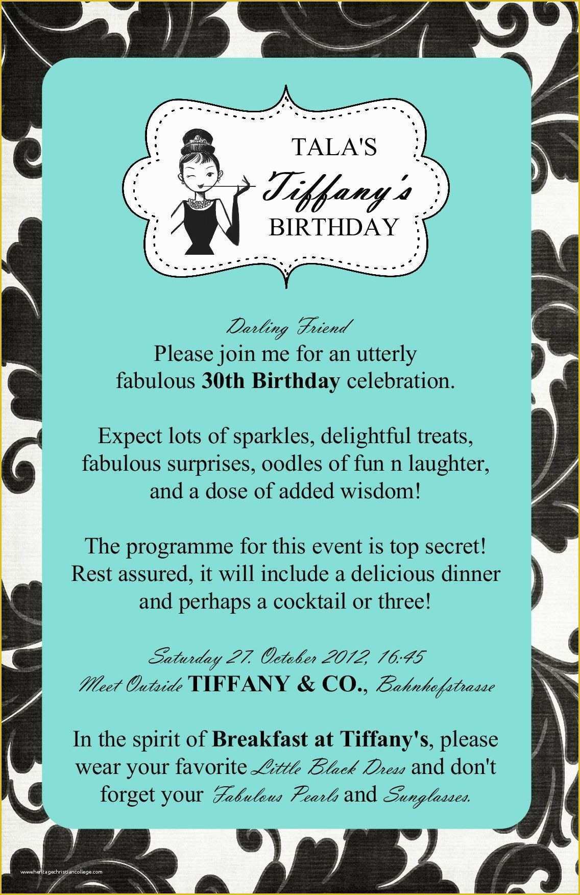 Free Breakfast at Tiffany's Invitation Template Of Audrey Hepburn Birthday