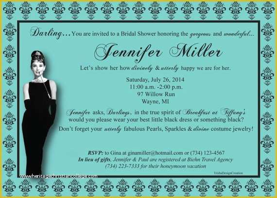 Free Breakfast at Tiffany's Invitation Template Of Breakfast at Tiffany S theme Bridal Shower