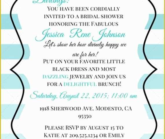 Free Breakfast at Tiffany&amp;#039;s Invitation Template Of Breakfast at Tiffany S themed Bridal Shower Invitation