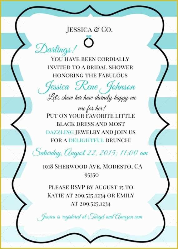 Free Breakfast at Tiffany's Invitation Template Of Breakfast at Tiffany S themed Bridal Shower Invitation