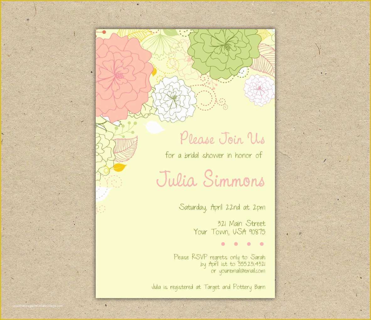 Free Bridal Shower Invitation Templates for Word Of Bridal Shower Template Example Mughals
