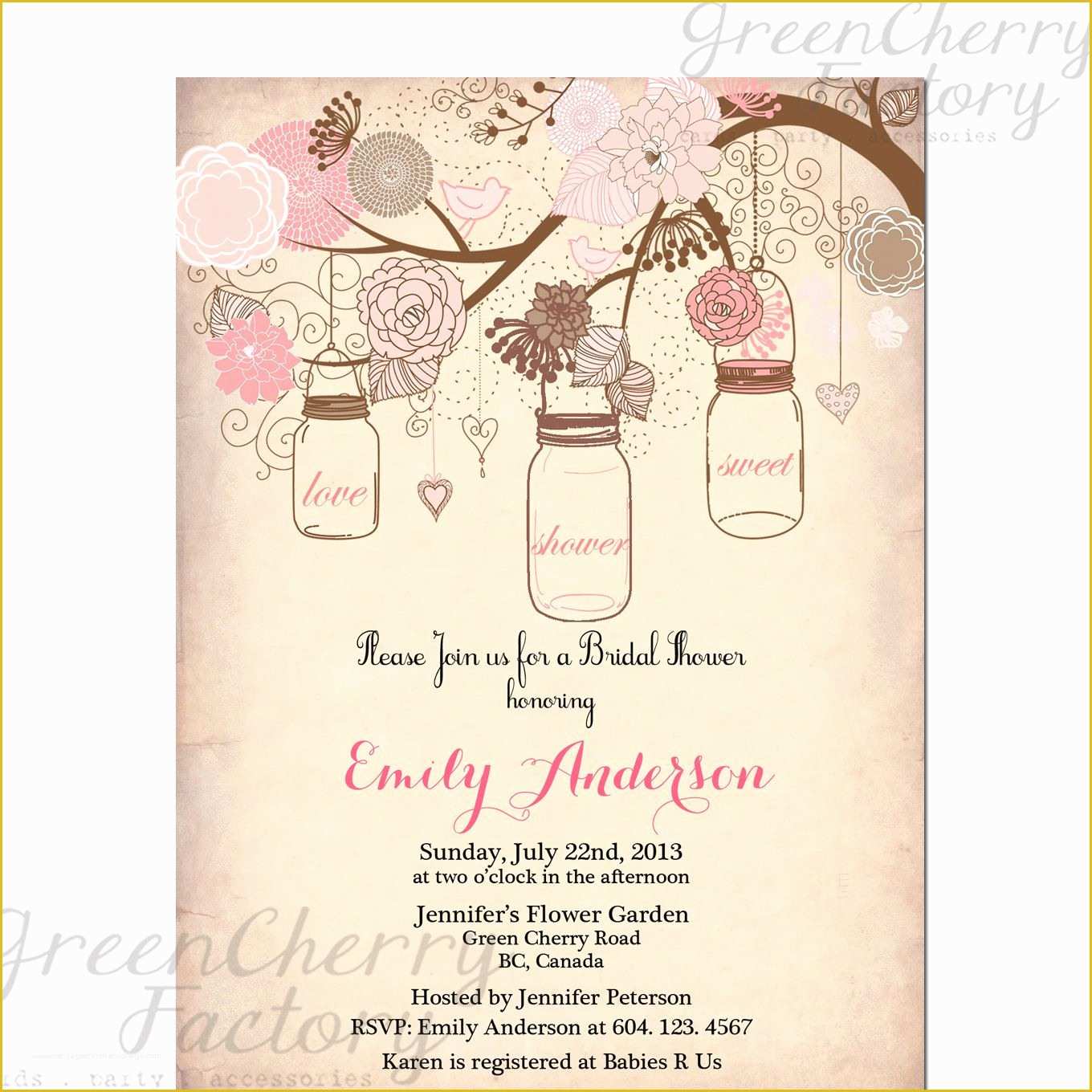 Free Bridal Shower Invitation Templates Of Mason Jar Invitation Rustic Bridal Shower Invitation
