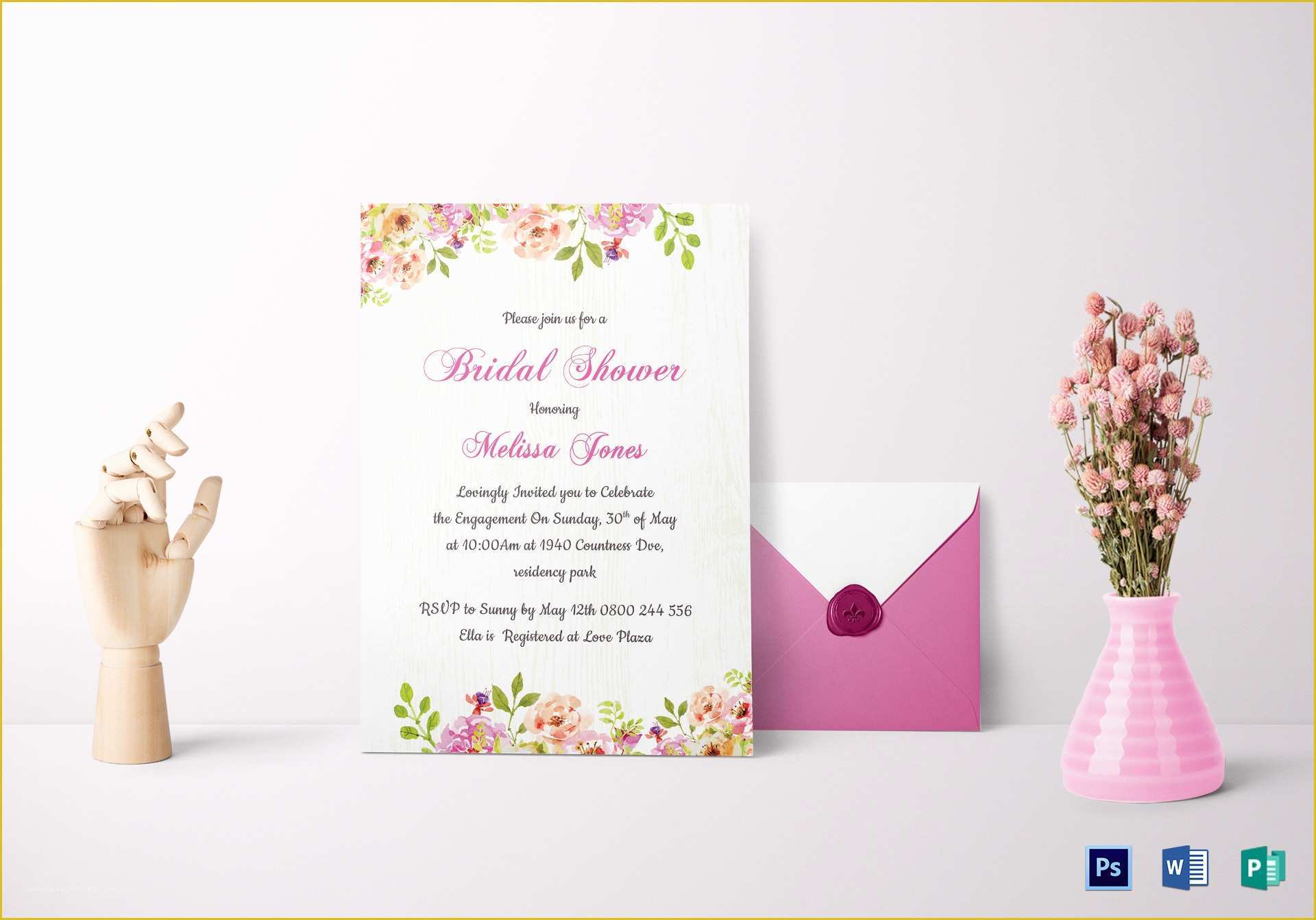 Free Bridal Shower Invitation Templates Photoshop Of Floral Bridal Shower Invitation Card Design Template In