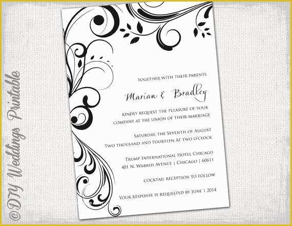 Free Bridal Shower Invitation Templates Photoshop Of Wedding Invitation Templates Black and White