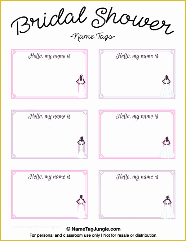 Free Bridal Shower Templates Of Free Printable Bridal Shower Name Tags the Template Can