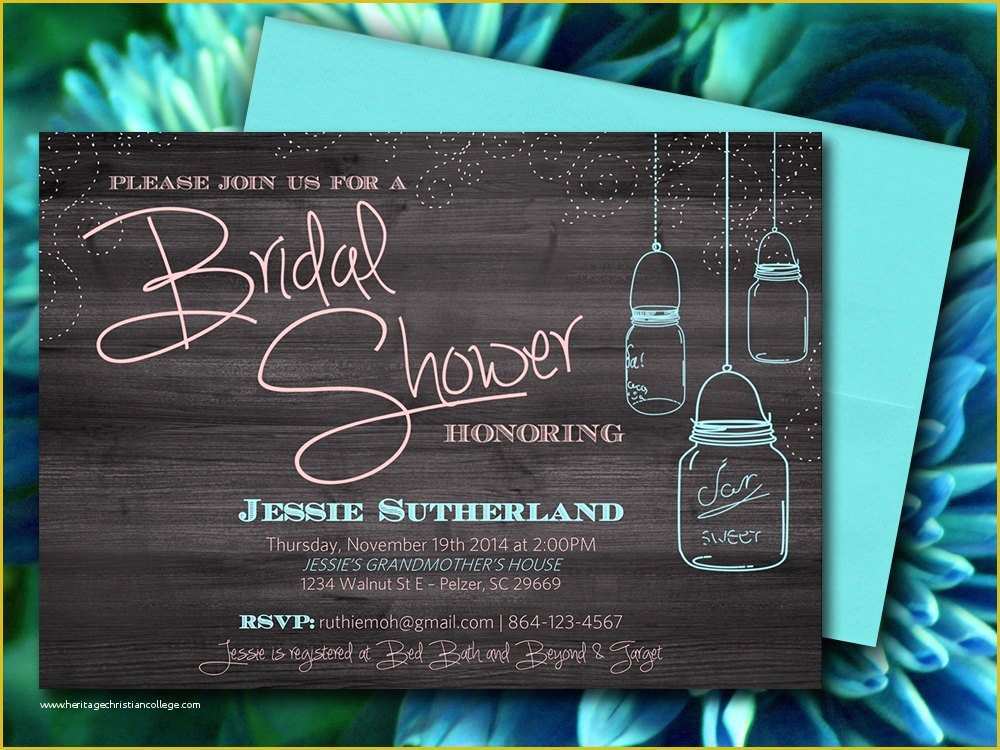 Free Bridal Shower Templates Of Mason Jar Wood Bridal Shower Invitation Rustic Wedding Shower