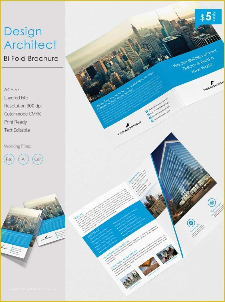 Free Brochure Design Templates Of Creative Design Architect A4 Bi Fold Brochure Template