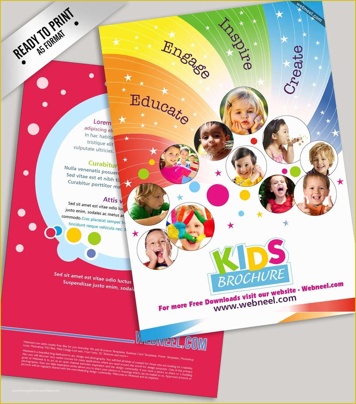 Free Brochure Templates for Students Of 8 Education Kids Colorful Bifold Brochure Template