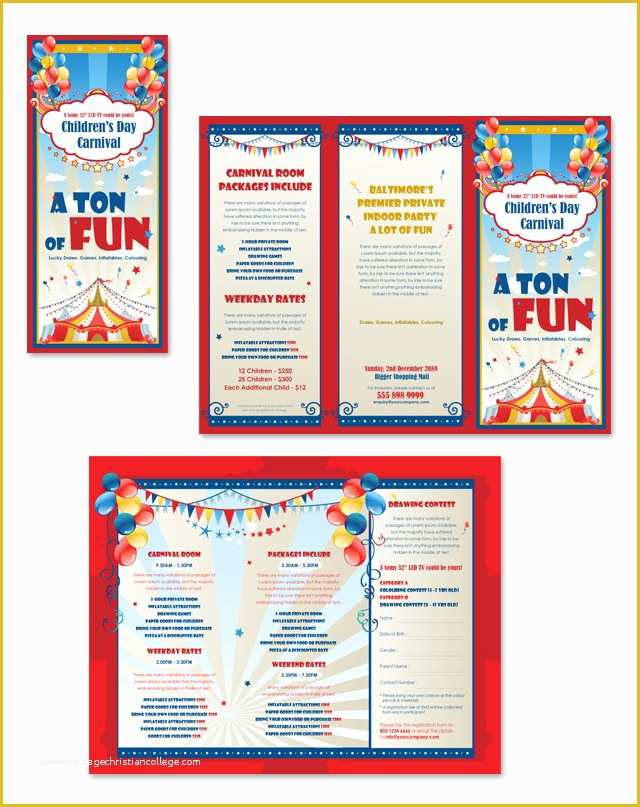 Free Brochure Templates for Students Of Kids Carnival Day Tri Fold Brochure Template