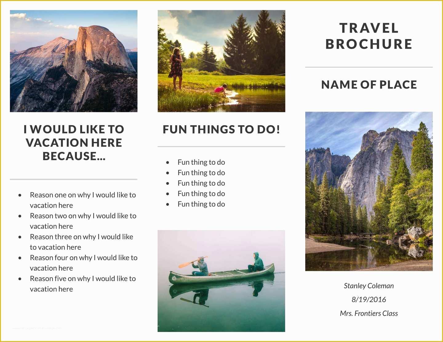 Free Brochure Templates for Students Of Travel Brochure Examples for Students