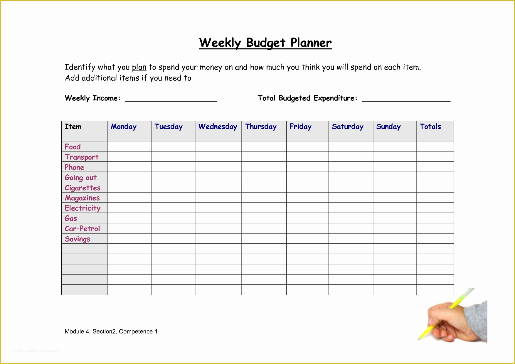 Free Budget Planner Template Of 8 Best Of Weekly Bud Worksheet Free Printable