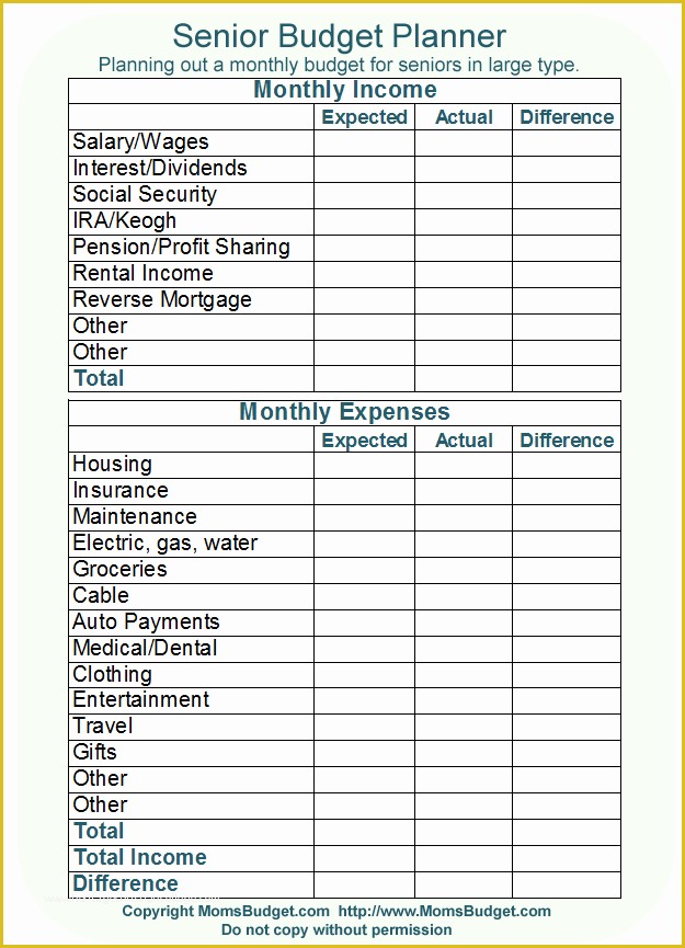Free Budget Planner Template Of Senior Bud Planner Worksheet Free Printable Worksheet
