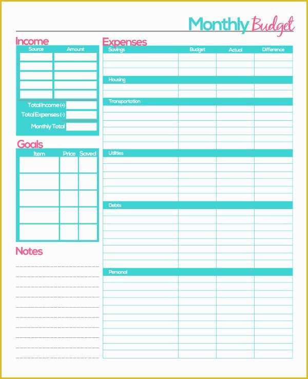 Free Budget Template Of 10 Sample Monthly Bud Templates