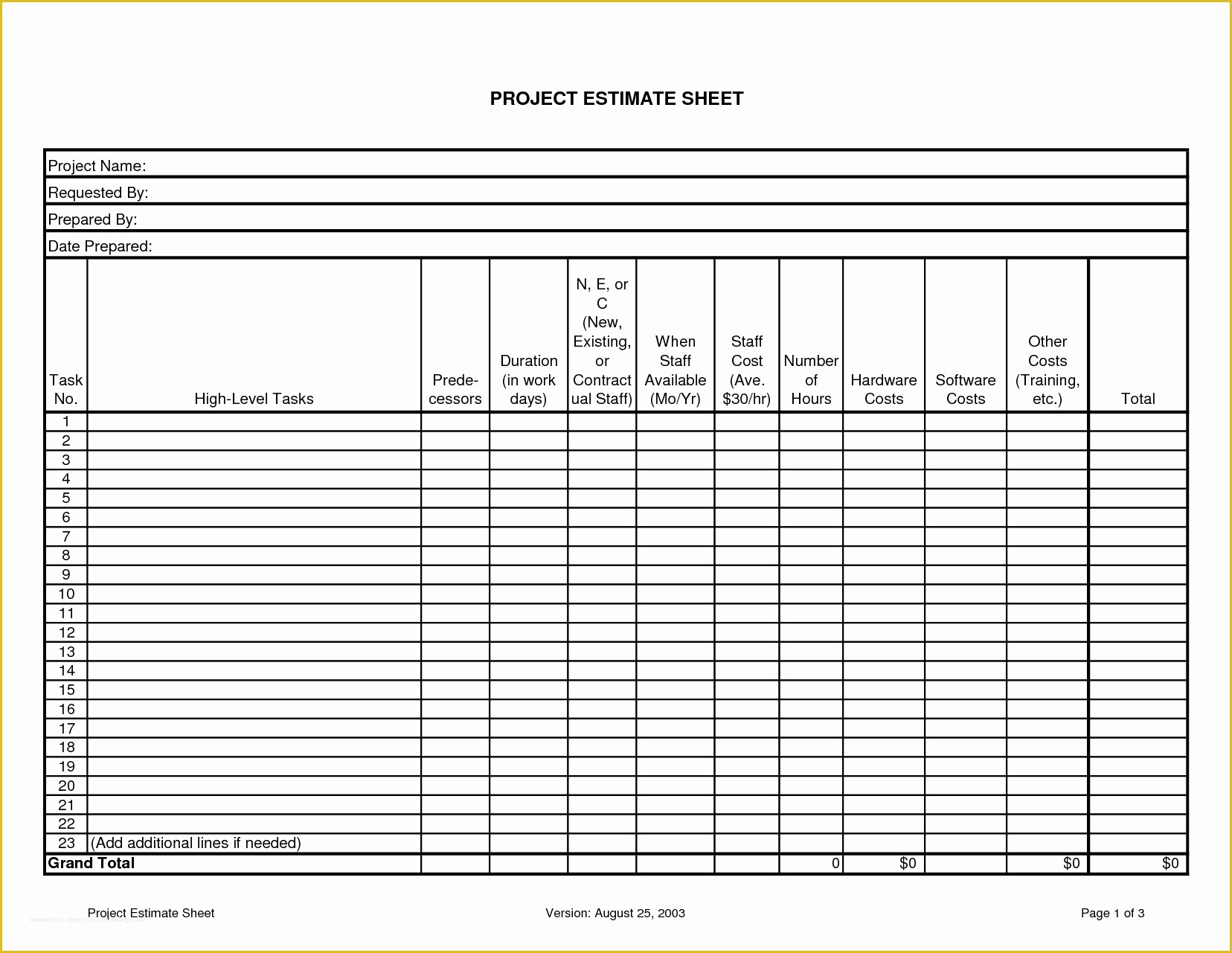Free Building Templates Of 5 Excel Estimate Template