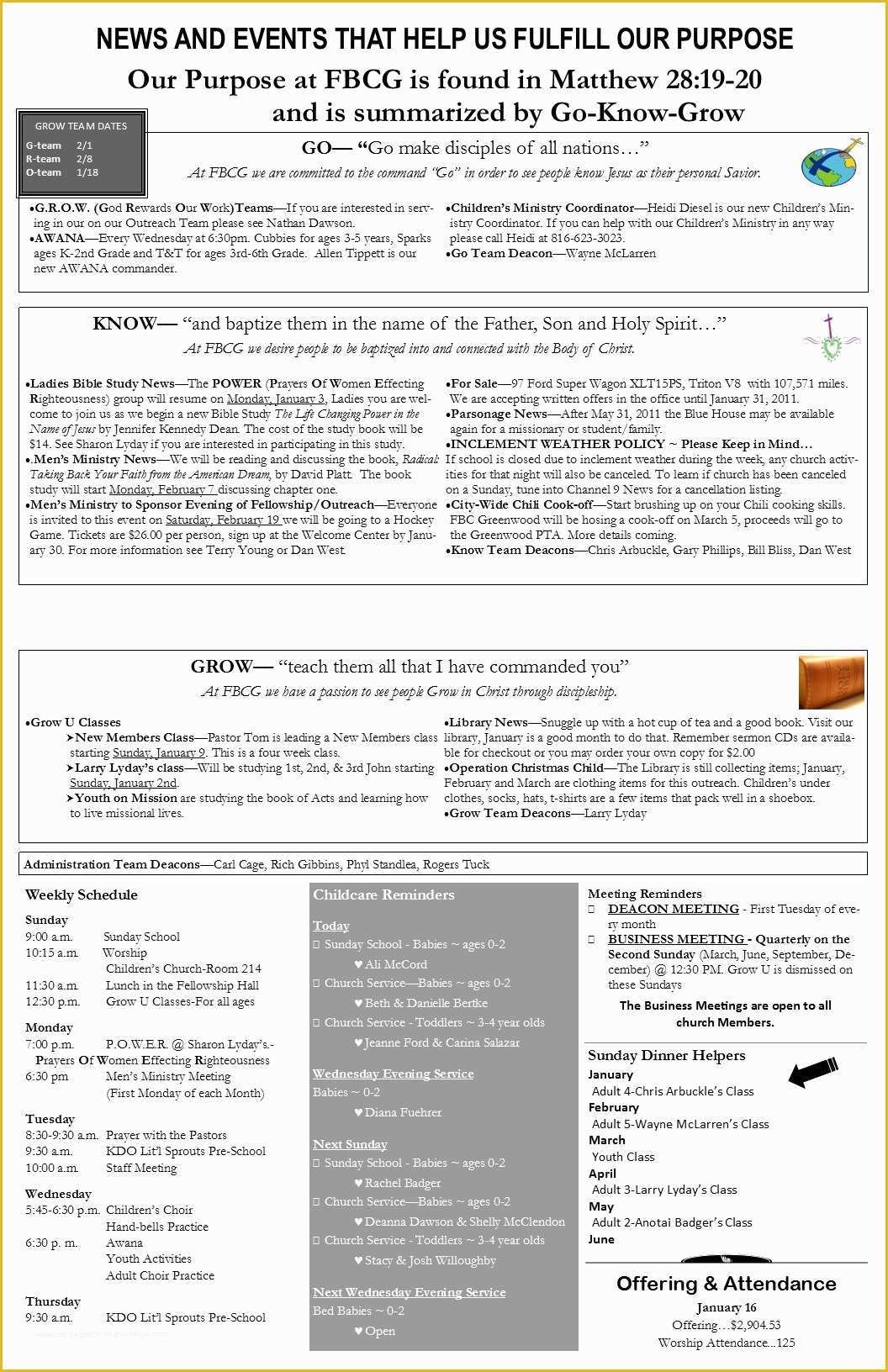Free Bulletin Templates for Churches Of Church Bulletin Template