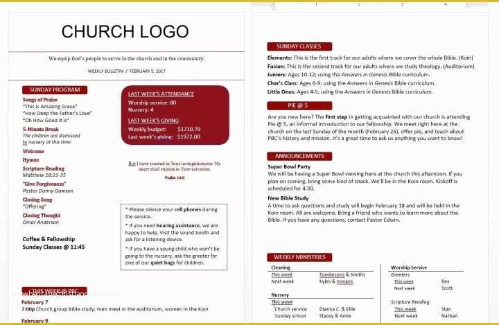 Free Bulletin Templates for Churches Of Church Bulletin Templates