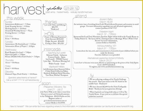 Free Bulletin Templates for Churches Of Harvest assembly Bulletin On Behance