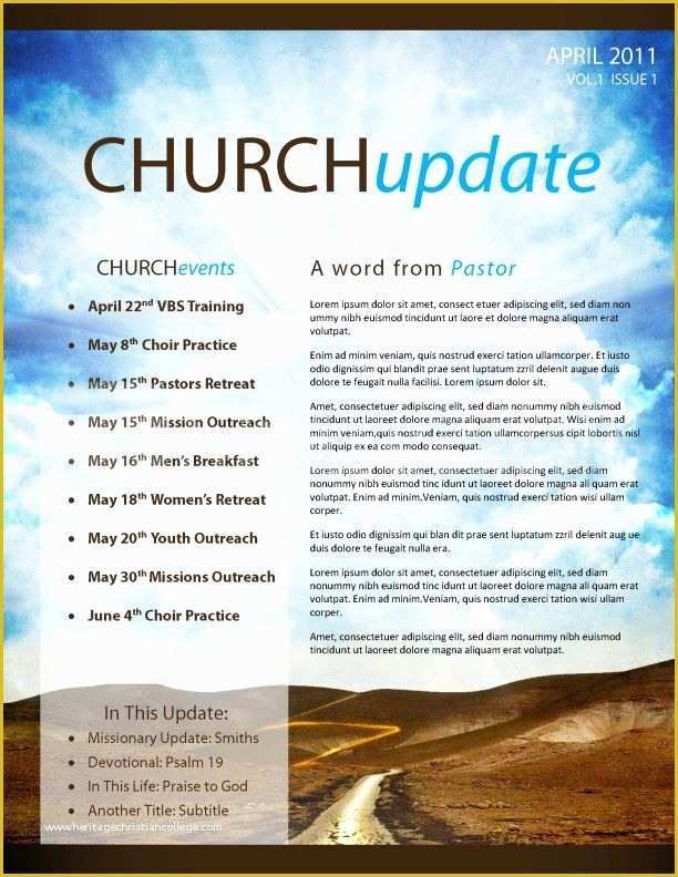 Free Bulletin Templates for Churches Of Pathway Church Newsletter Template Page 1