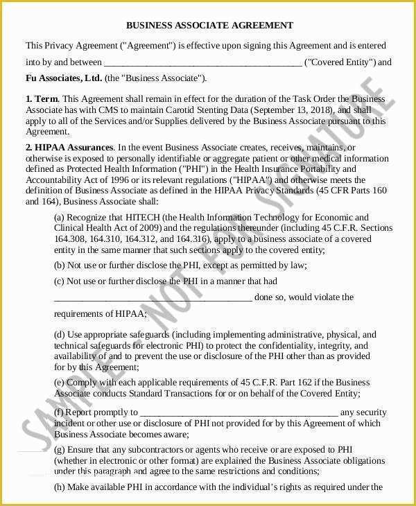 Free Business associate Agreement Template 2017 Of 13 Business Agreement Templates Word Pages