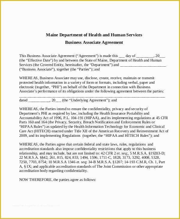 Free Business associate Agreement Template 2017 Of 41 Business Agreement Samples