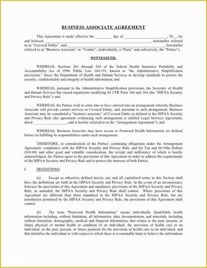 Free Business associate Agreement Template 2017 Of Business associate Agreement Template 2015 Templates