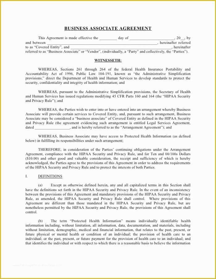 Free Business associate Agreement Template 2017 Of Hipaa Business associate Agreement Template 2017 Hipaa