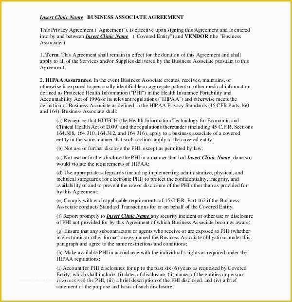 Free Business associate Agreement Template 2017 Of Hipaa Business associate Agreement Template 2017 Hipaa