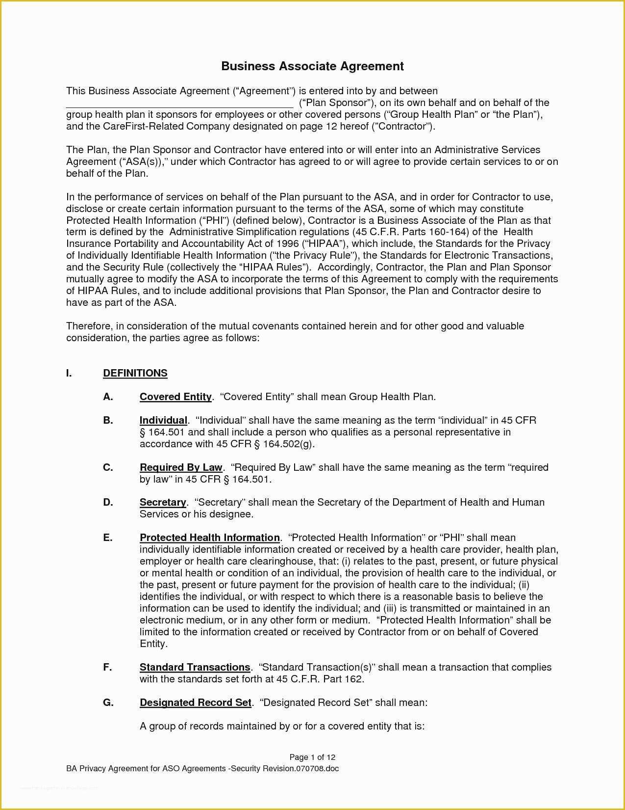 Free Business associate Agreement Template 2017 Of Inspirational Free Business associate Agreement Template