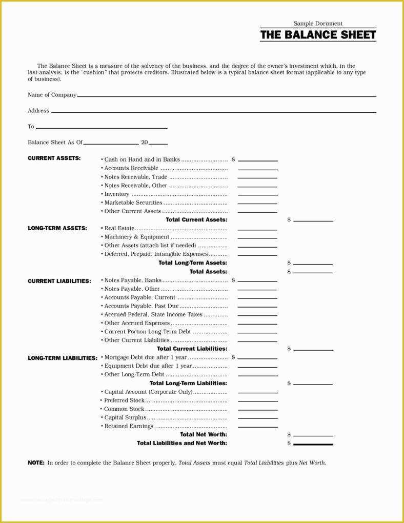 Free Business Balance Sheet Template Of 13 Different Types Of Financial Reports