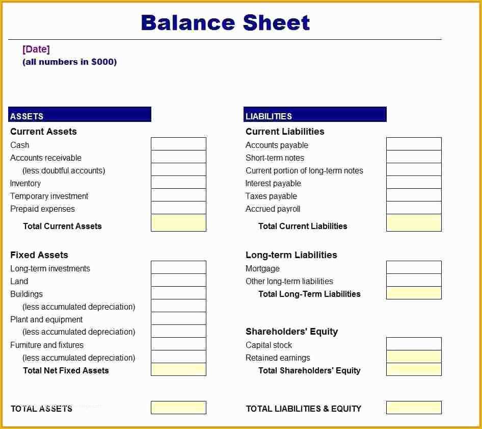 Free Business Balance Sheet Template Of Free Balance Sheet Template