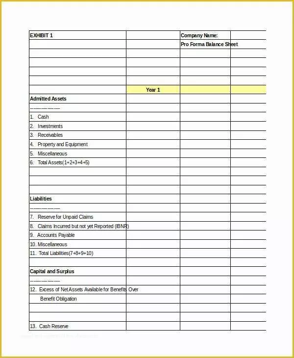 Free Business Balance Sheet Template Of Pro forma Excel Template 10 Free Excel Documents