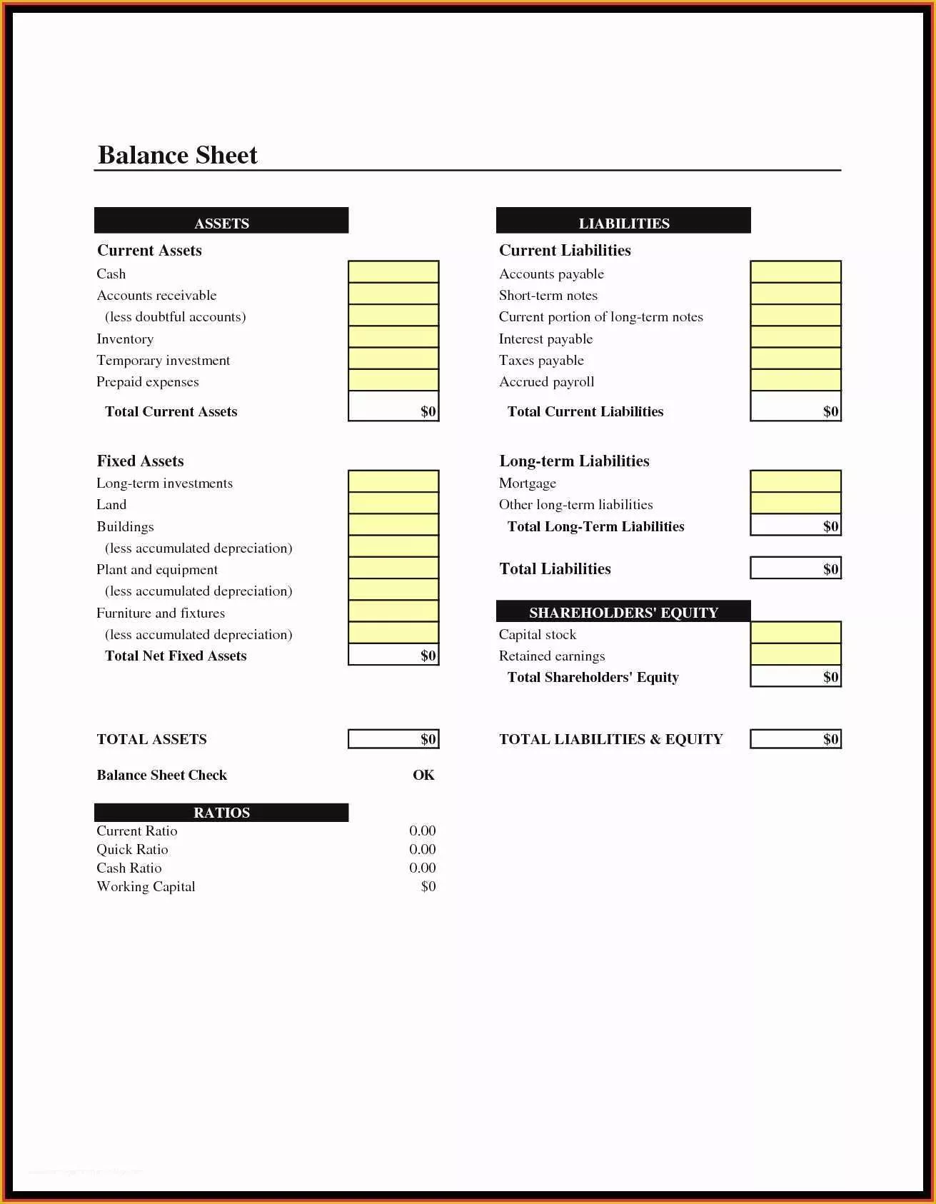 Free Business Balance Sheet Template Of Simple Balance Sheet Template Free with Magnificent Basics