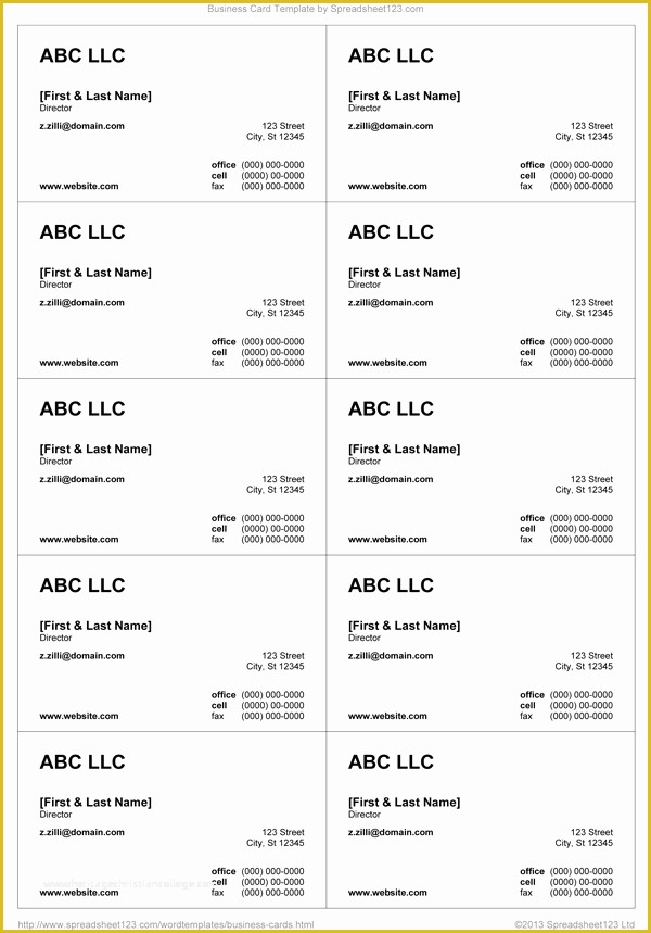 Free Business Card Templates for Word Of Business Card Templates for Word