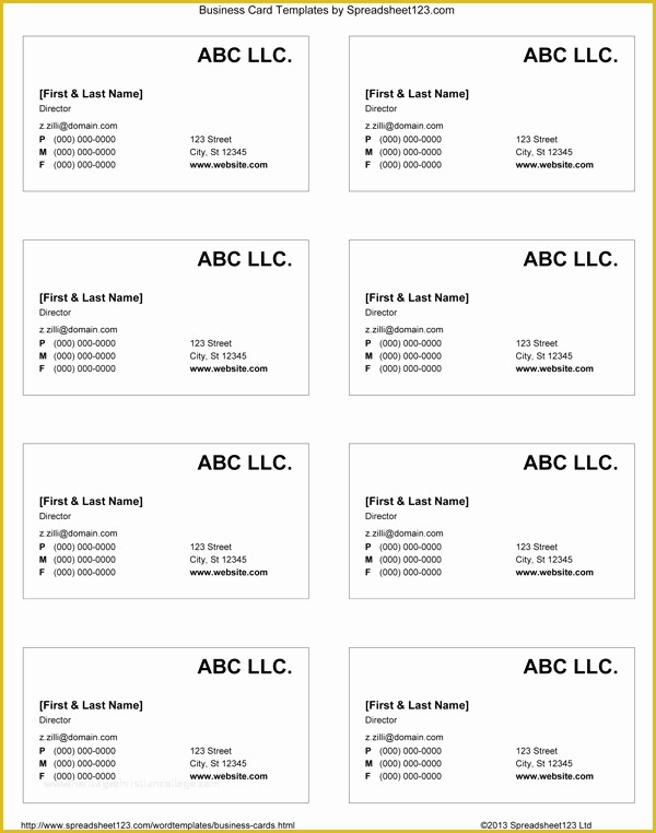 Free Business Card Templates for Word Of Business Card Templates for Word