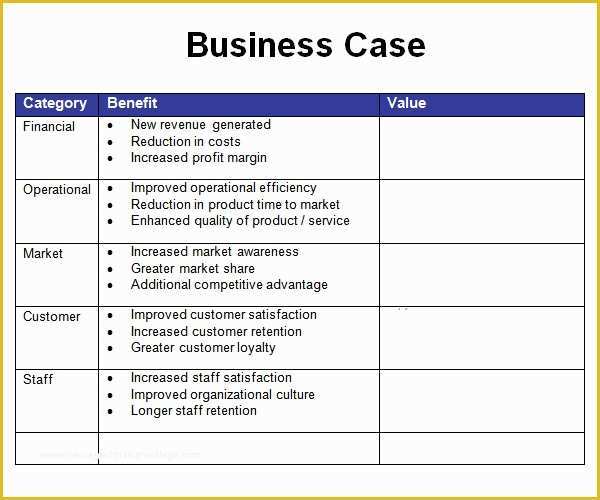 Free Business Case Template Of Business Case Template 7 Free Pdf Doc Download