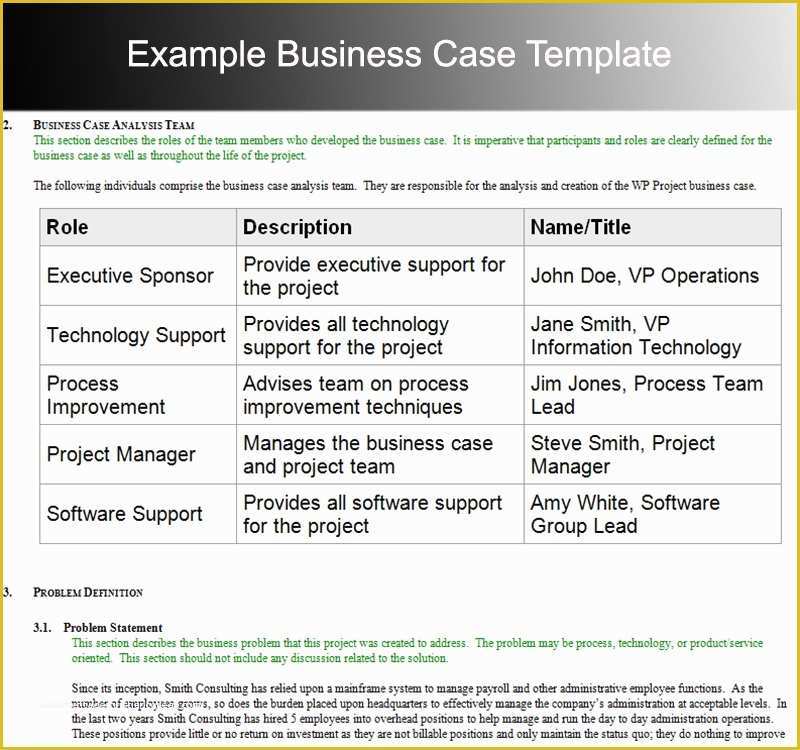 Free Business Case Template Of Business Case Template