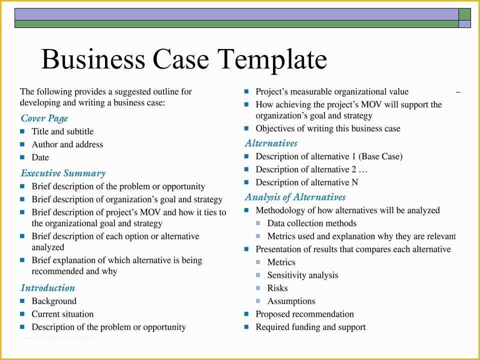 Free Business Case Template Of Business Case Template