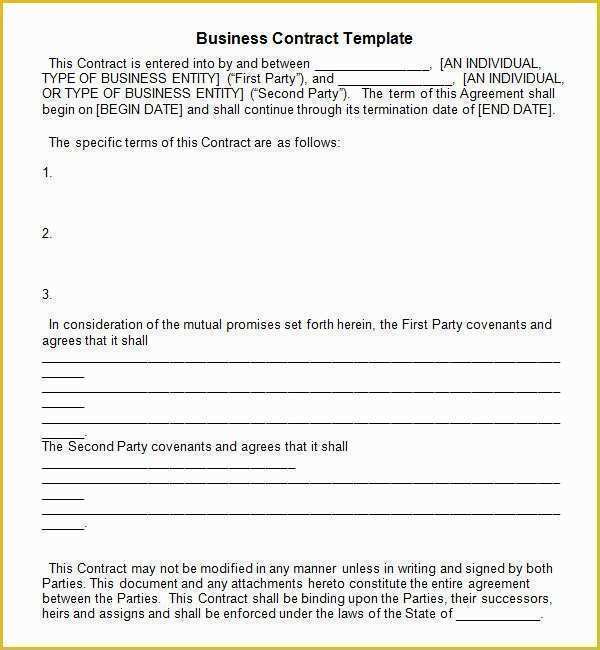 Free Business Contract Templates for Word Of Business Contract Template 7 Free Pdf Doc Download