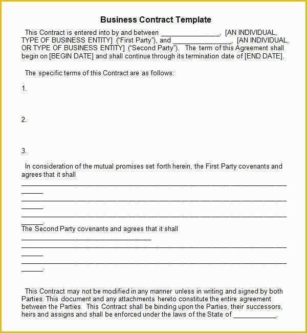 Free Business Contract Templates for Word Of Business Contract Template 7 Free Pdf Doc Download
