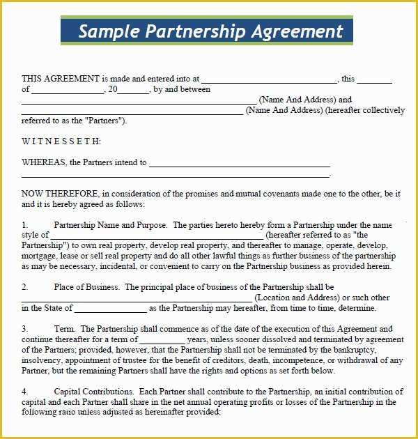 Free Business Contract Templates for Word Of Business Partnership Agreement 9 Download Documents In