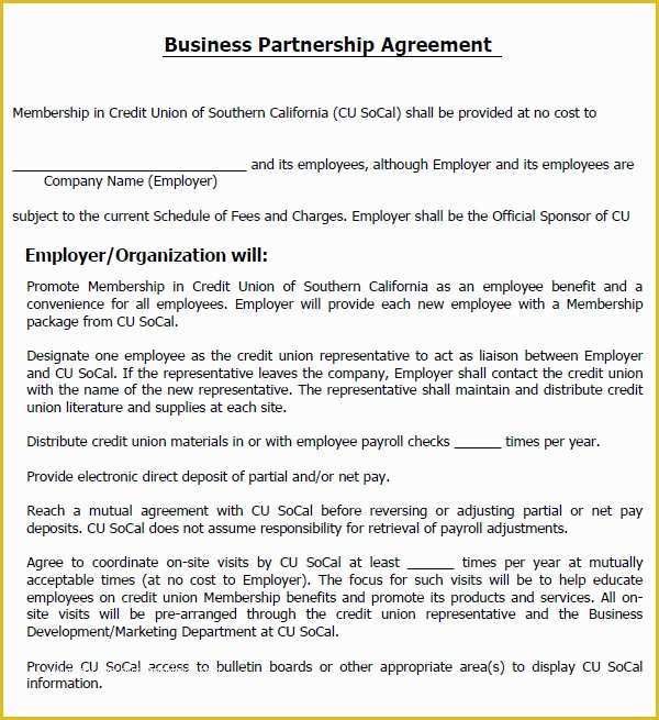 Free Business Contract Templates for Word Of Business Partnership Agreement 9 Download Documents In