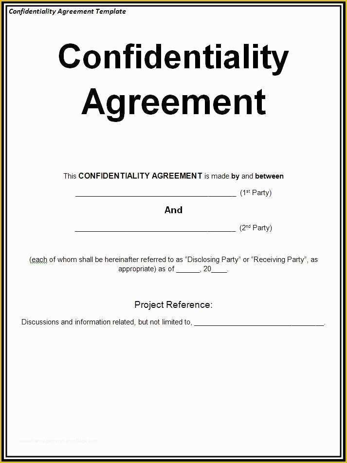 Free Business Contract Templates for Word Of Confidentiality Agreement Template