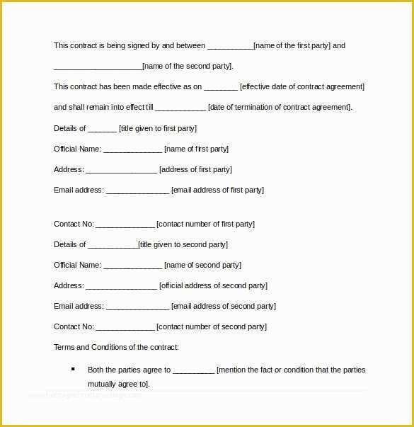 Free Business Contract Templates for Word Of Sample Contract Agreement 7 Free Documents Download In