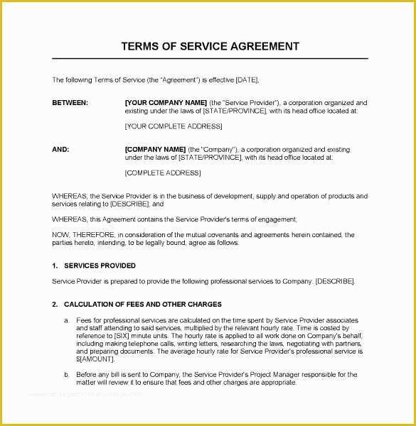 Free Business Contract Templates for Word Of Service Contract Templates – 14 Free Word Pdf Documents