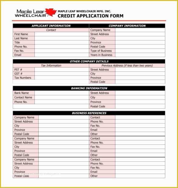 Free Business Credit Application Template Of 15 Credit Application Templates Free Sample Example