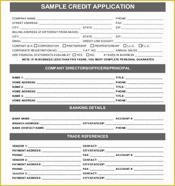 Free Business Credit Application Template Of 15 Credit Application Templates Free Sample Example