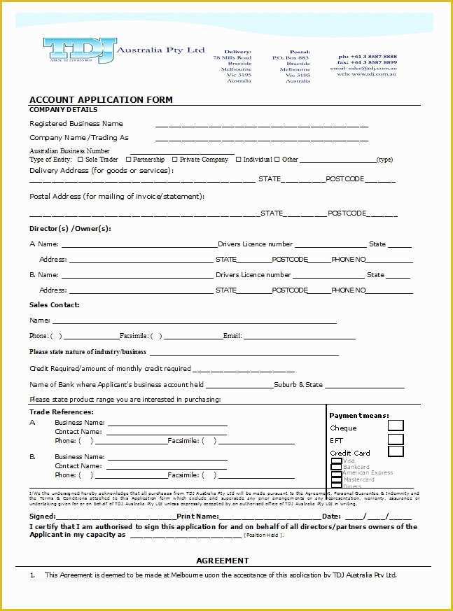 Free Business Credit Application Template Of 40 Free Credit Application form Templates & Samples