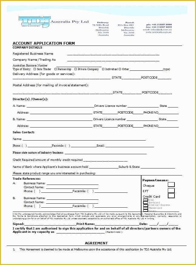 Free Business Credit Application Template Of 40 Free Credit Application form Templates &amp; Samples