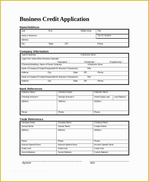 Free Business Credit Application Template Of 9 Sample Credit Application forms