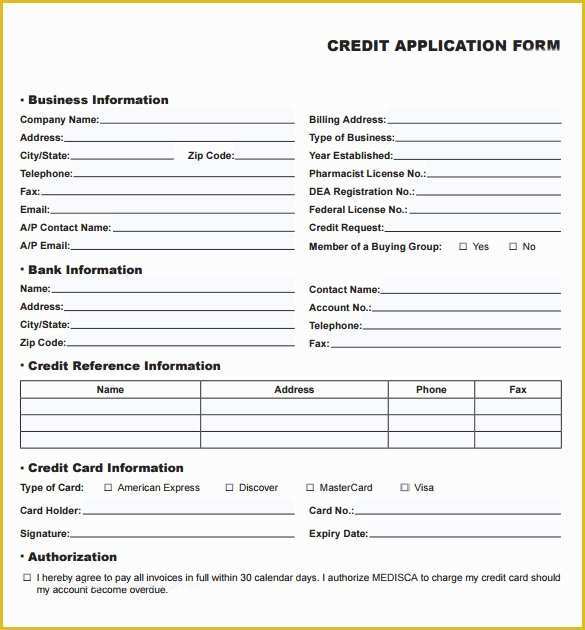 Free Business Credit Application Template Of Credit Application forms 9 Documents Free Download In